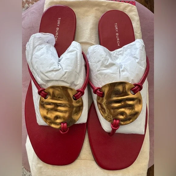 Tory Burch Patos Sandals Red Size 8.5 - Picture 6 of 8